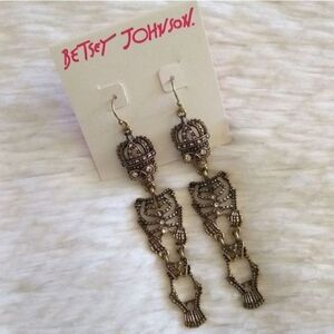 Betsey Johnson Dangling Skellington Earrings